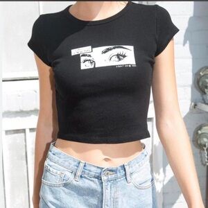 Brandy Melville John Galt Crop Top One Size Meet You In New York Black T Shirt